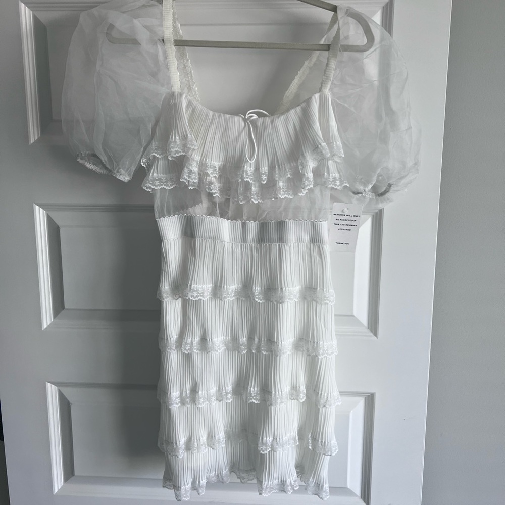 For Love and Lemons, bridal white mini dress